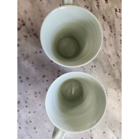 2 Sophie Conran For PORTMEIRION Set Of 2 Ribbed Coffee Mugs Cups Light Green - Picture 3 of 3